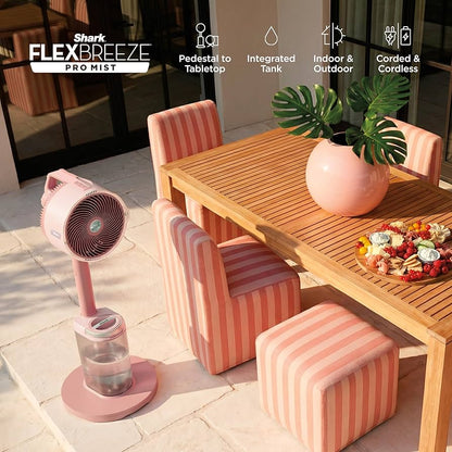 Shark FlexBreeze Pro Mist Indoor & Outdoor Fan in Blush