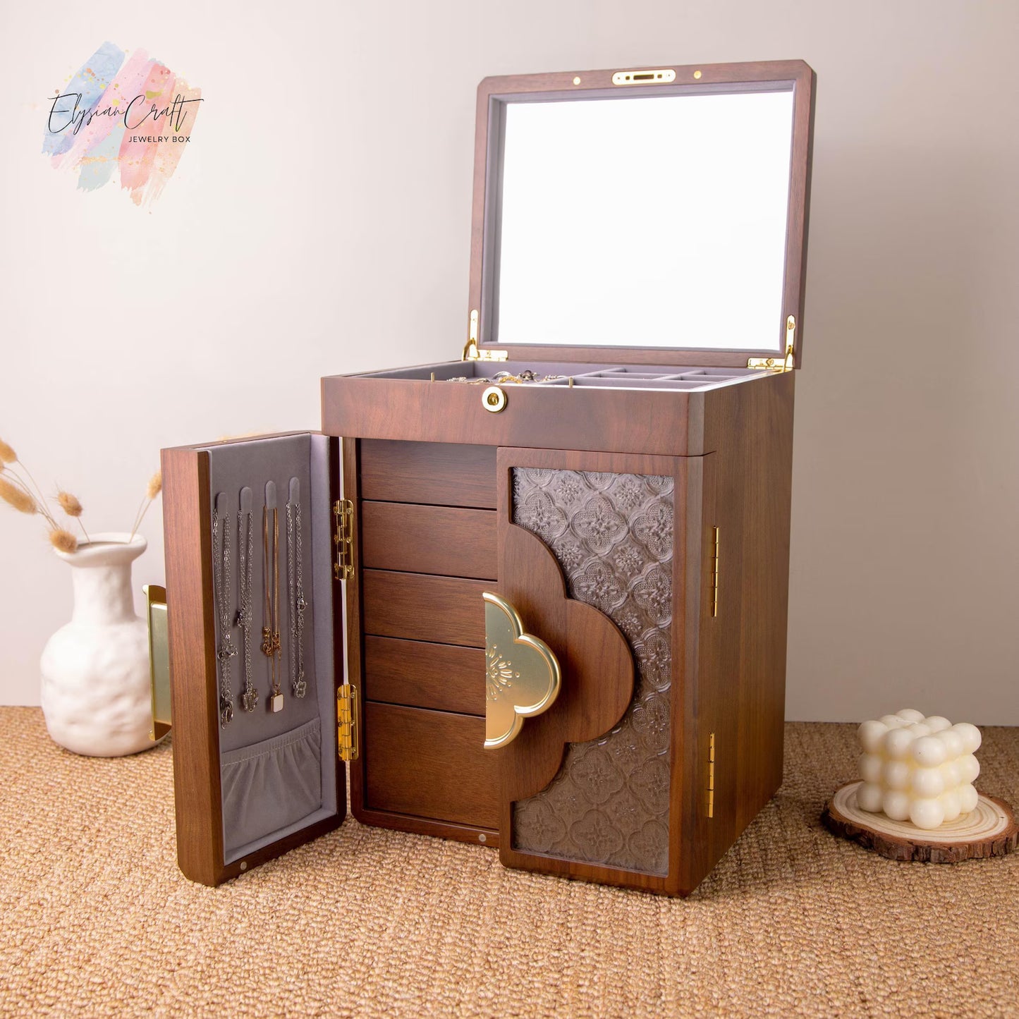 Engraved Wooden Jewelry Box